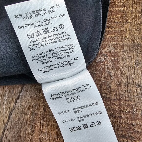 DKNY Faux PU Leather Short Puff Sleeves Mock Wrap Mini Dress US 2 - Picture 12 of 13